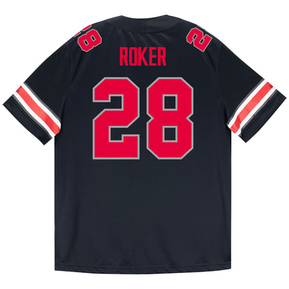 Ohio State Buckeyes Nike #28 Leroy Roker Student Athlete Black Football Jersey - Back View