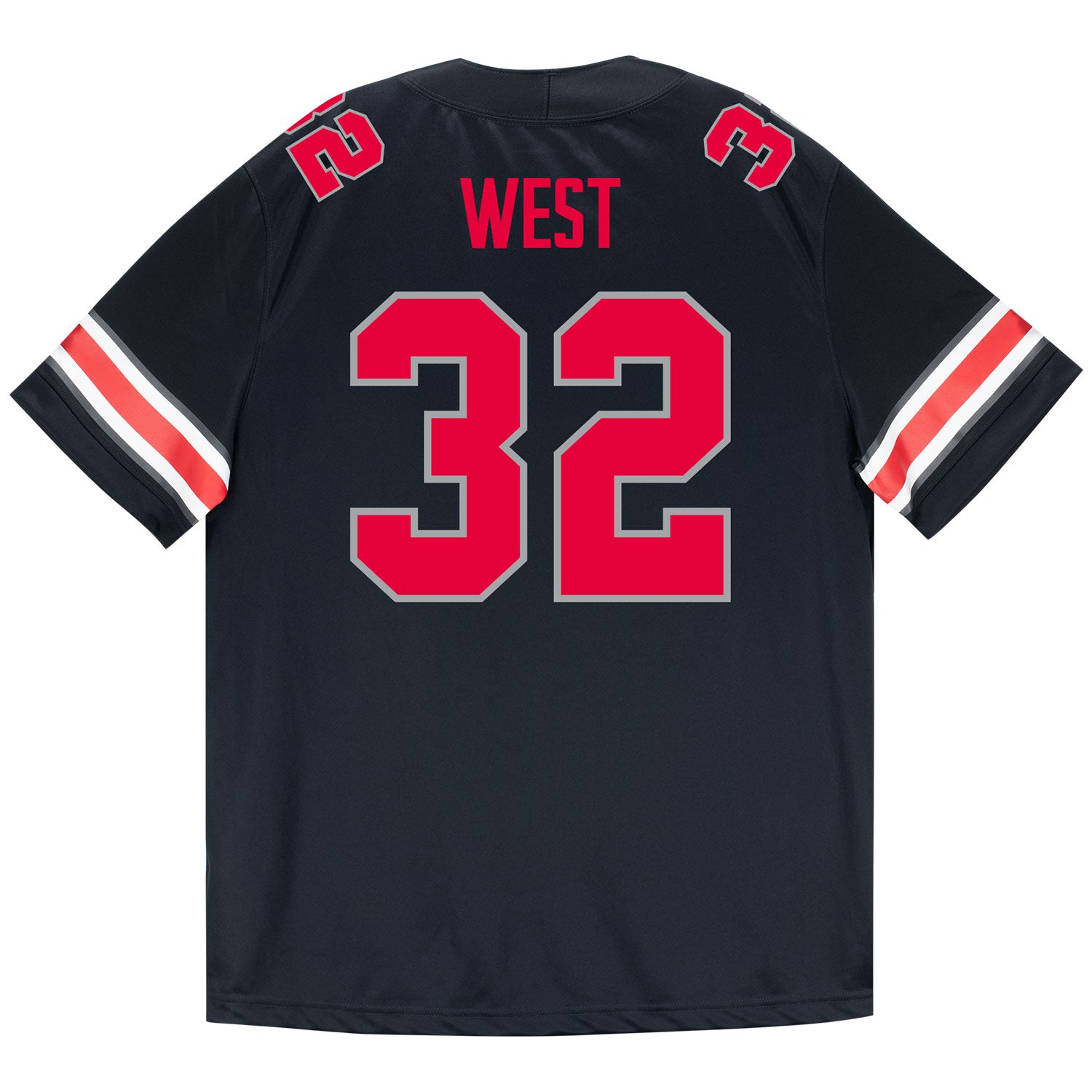 Ohio State Buckeyes Nike #32 Isaiah West Student Athlete Black Football Jersey - Back View
