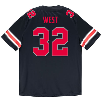 Ohio State Buckeyes Nike #32 Isaiah West Student Athlete Black Football Jersey - Back View