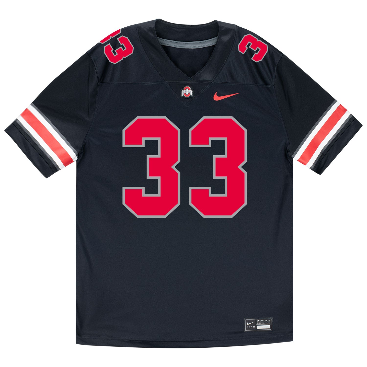 Ohio State Buckeyes Nike #33 Eli Lee Student Athlete Black Football Jersey - Front View