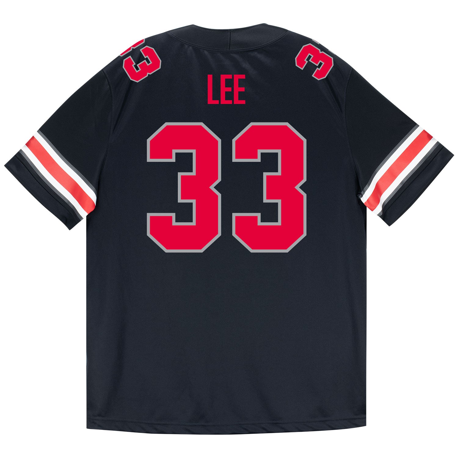 Ohio State Buckeyes Nike #33 Eli Lee Student Athlete Black Football Jersey - Back View