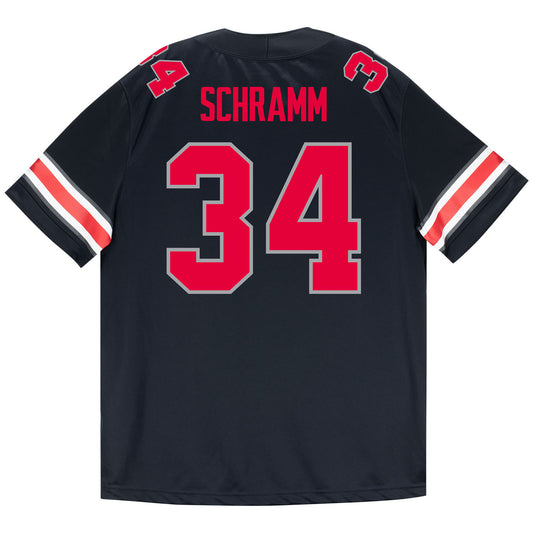 Ohio State Buckeyes Nike #34 Brennen Schramm Student Athlete Black Football Jersey - Back View