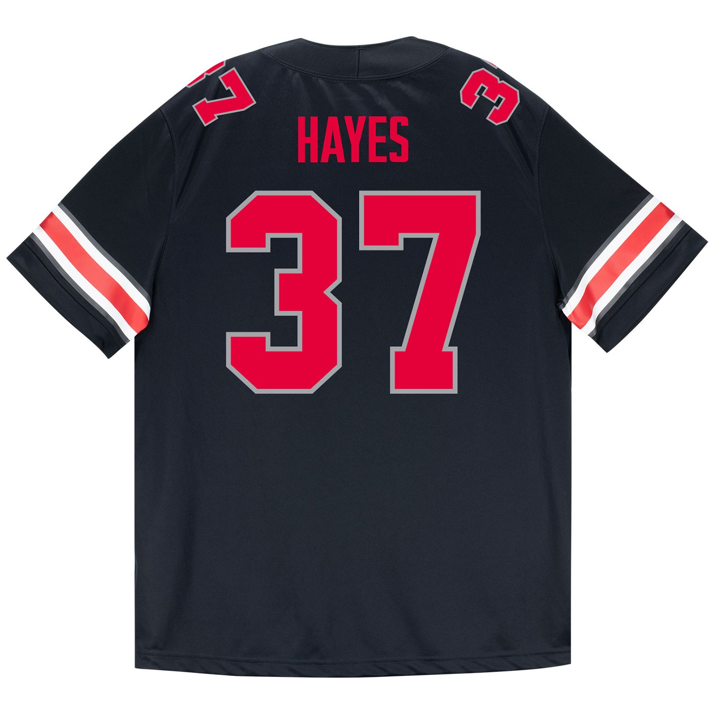 Ohio State Buckeyes Nike #37 Zach Hayes Student Athlete Black Football Jersey - Back View