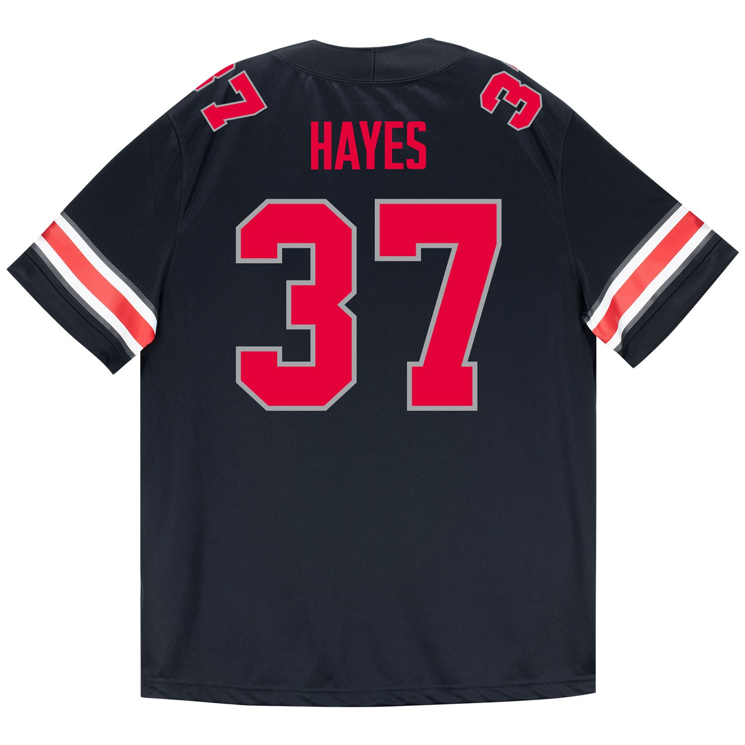 Ohio State Buckeyes Nike #37 Zach Hayes Student Athlete Black Football Jersey - Back View