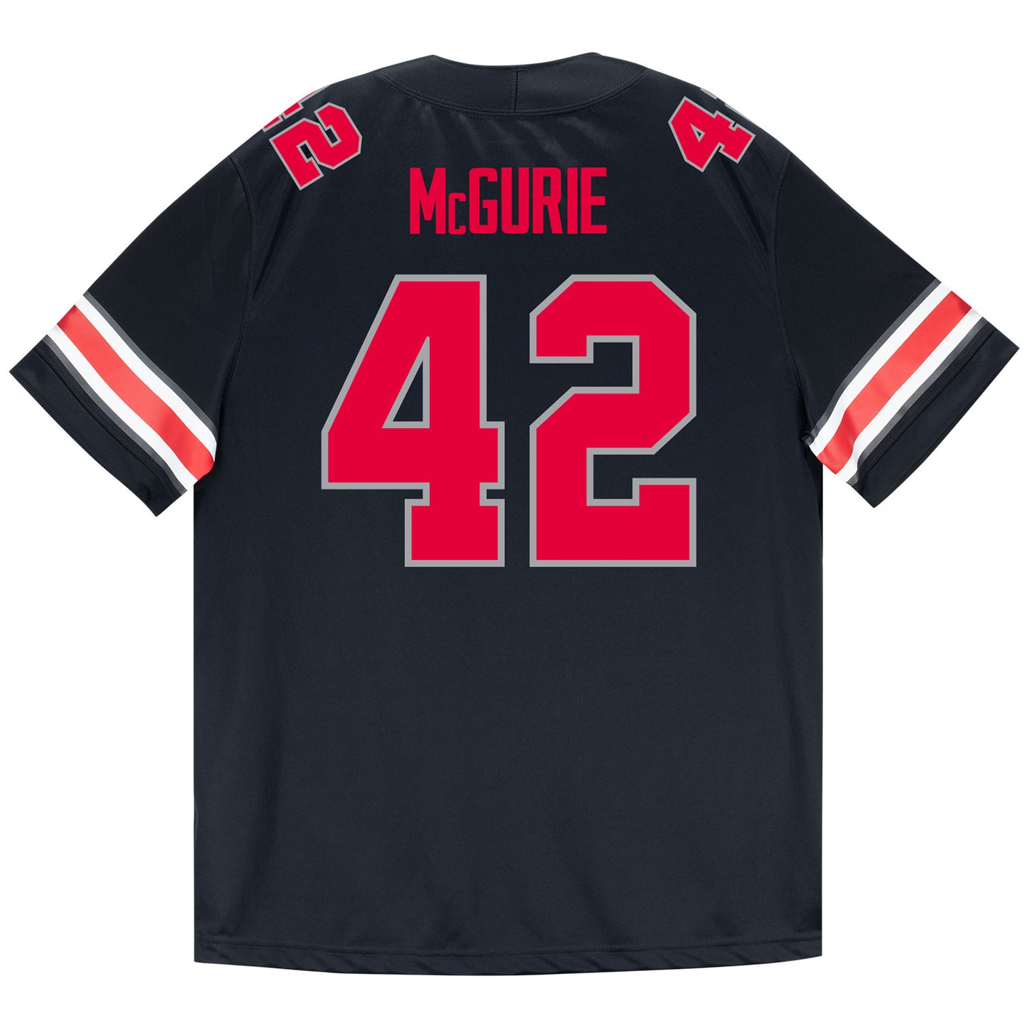 Ohio State Buckeyes Nike #42 Joe McGuire Student Athlete Black Football Jersey - Back View