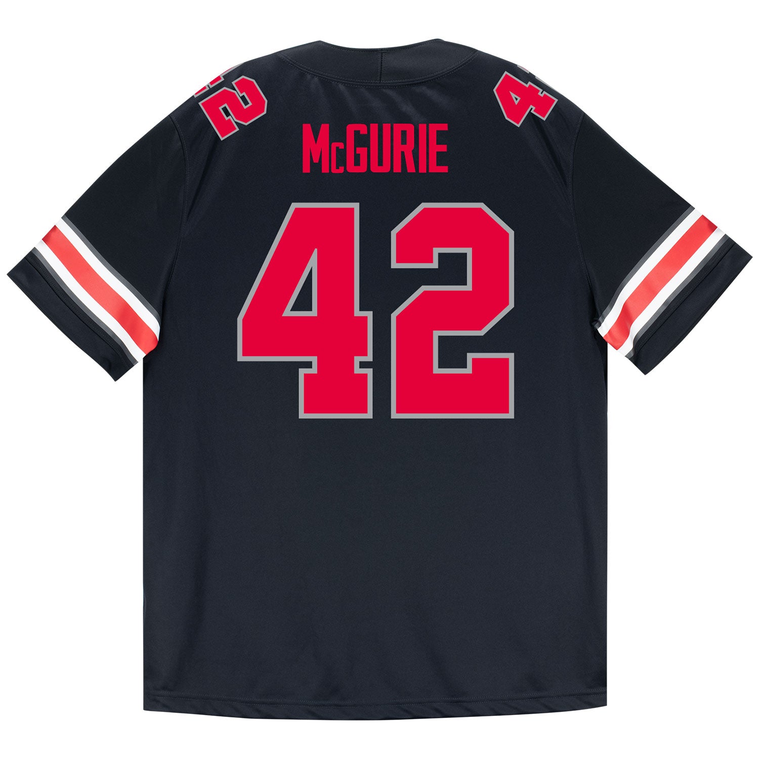 Ohio State Buckeyes Nike #42 Joe McGuire Student Athlete Black Football Jersey - Back View