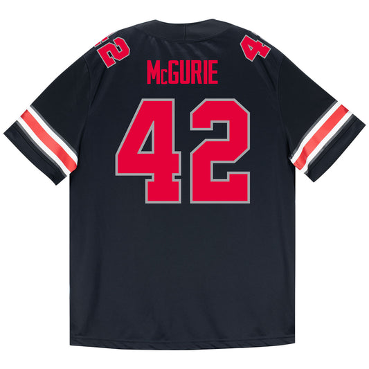 Ohio State Buckeyes Nike #42 Joe McGuire Student Athlete Black Football Jersey - Back View