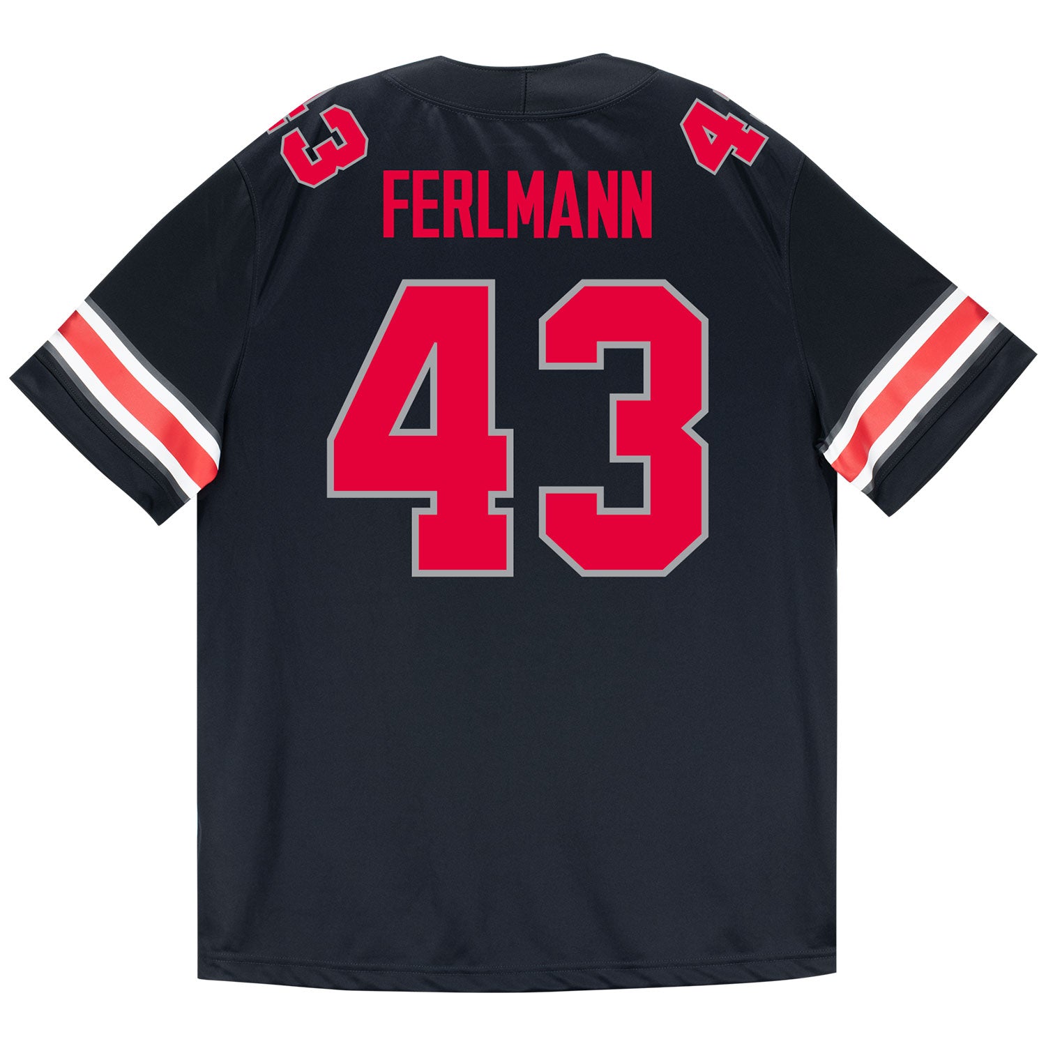 Ohio State Buckeyes Nike #43 John Ferlmann Student Athlete Black Football Jersey - Back View