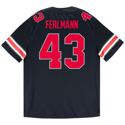 Ohio State Buckeyes Nike #43 John Ferlmann Student Athlete Black Football Jersey - Back View