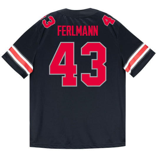 Ohio State Buckeyes Nike #43 John Ferlmann Student Athlete Black Football Jersey - Back View