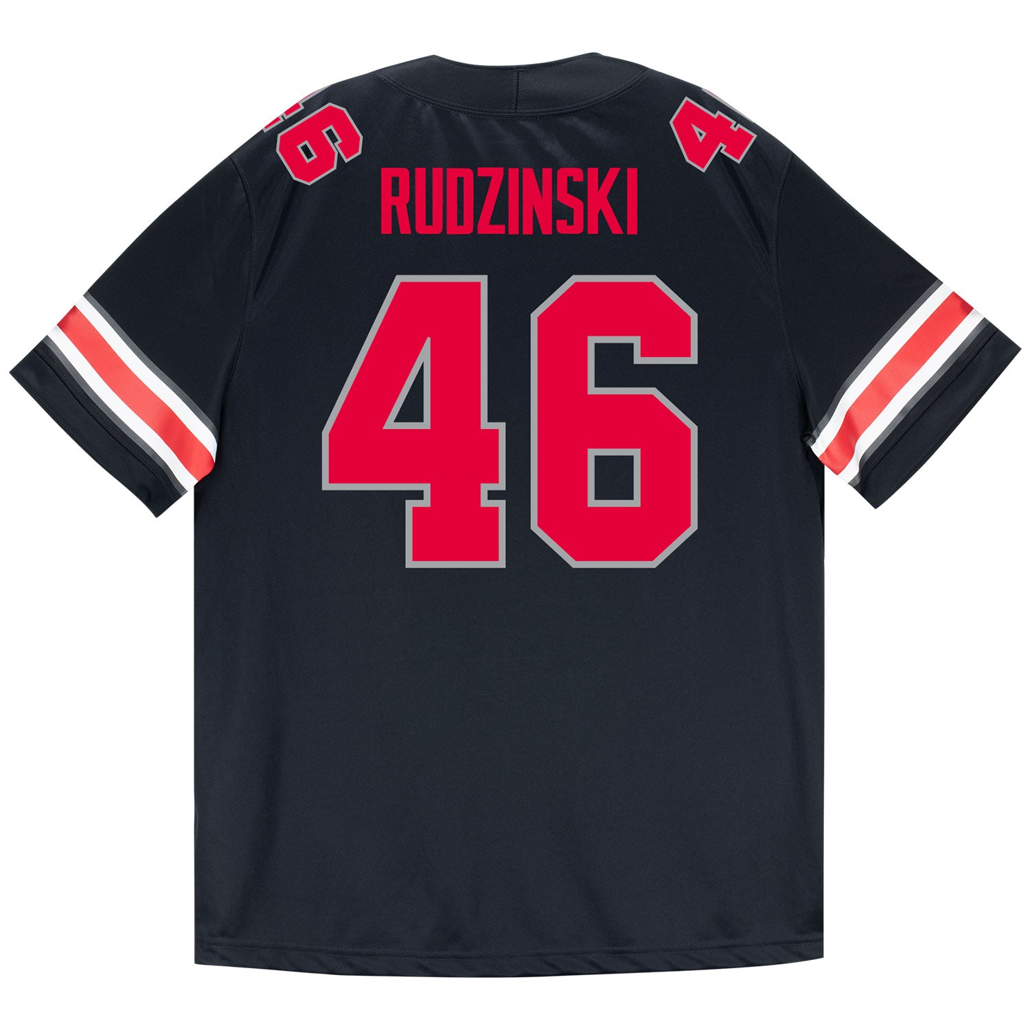 Ohio State Buckeyes Nike #46 Ryan Rudzinski Student Athlete Black Football Jersey - Back View