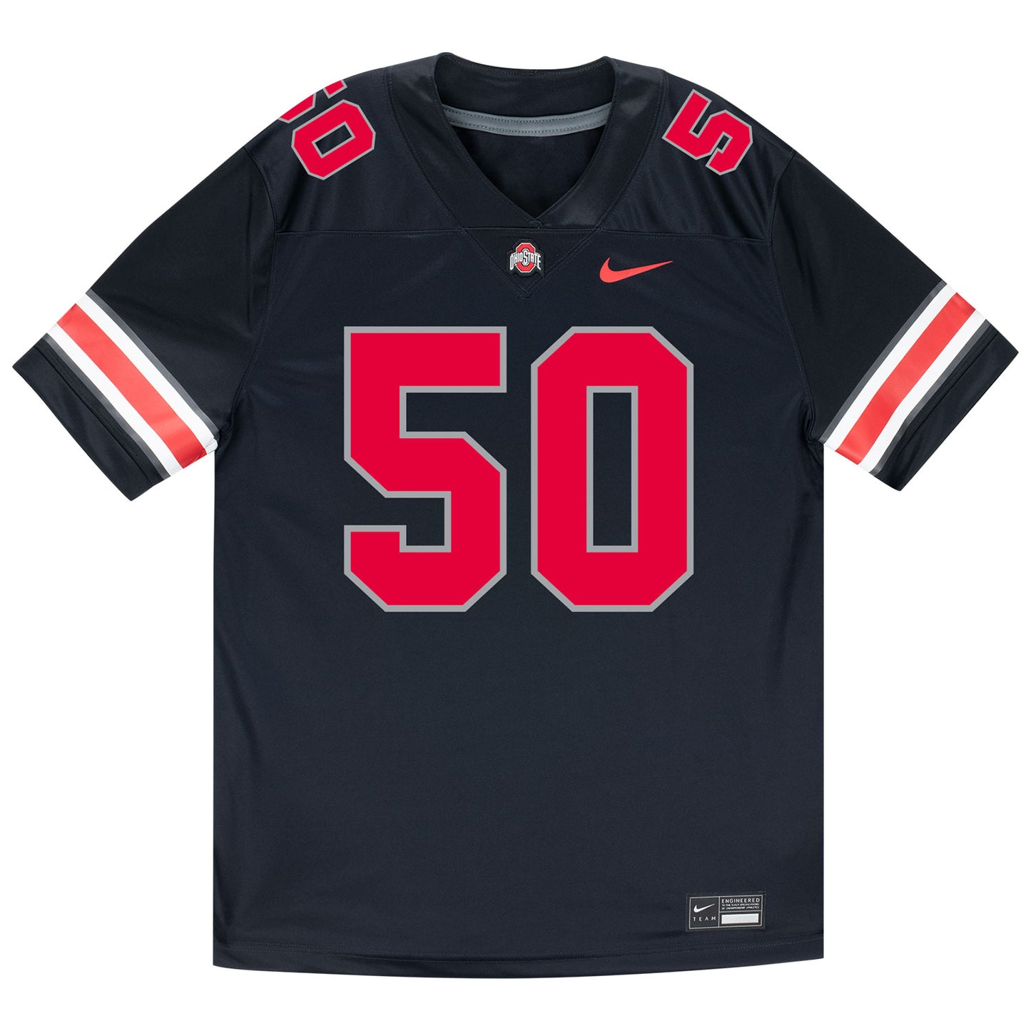 Ohio State Buckeyes Nike #50 Alec DelSignore Student Athlete Black Football Jersey - Front View