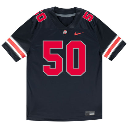 Ohio State Buckeyes Nike #50 Alec DelSignore Student Athlete Black Football Jersey - Front View