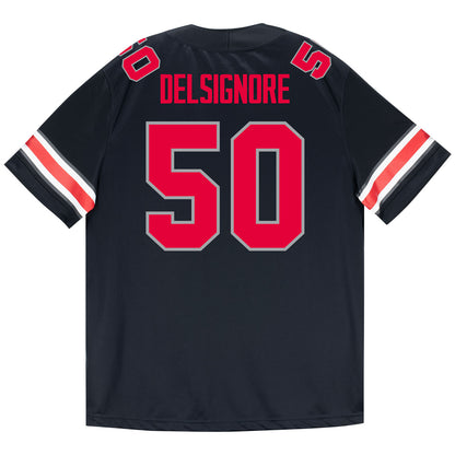 Ohio State Buckeyes Nike #50 Alec DelSignore Student Athlete Black Football Jersey - Back View