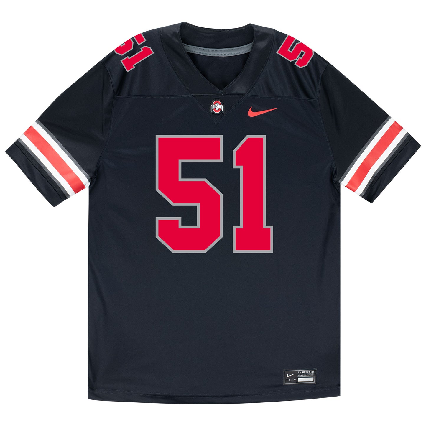 Ohio State Buckeyes Nike #51 Luke Montgomery Student Athlete Black Football Jersey - Front View