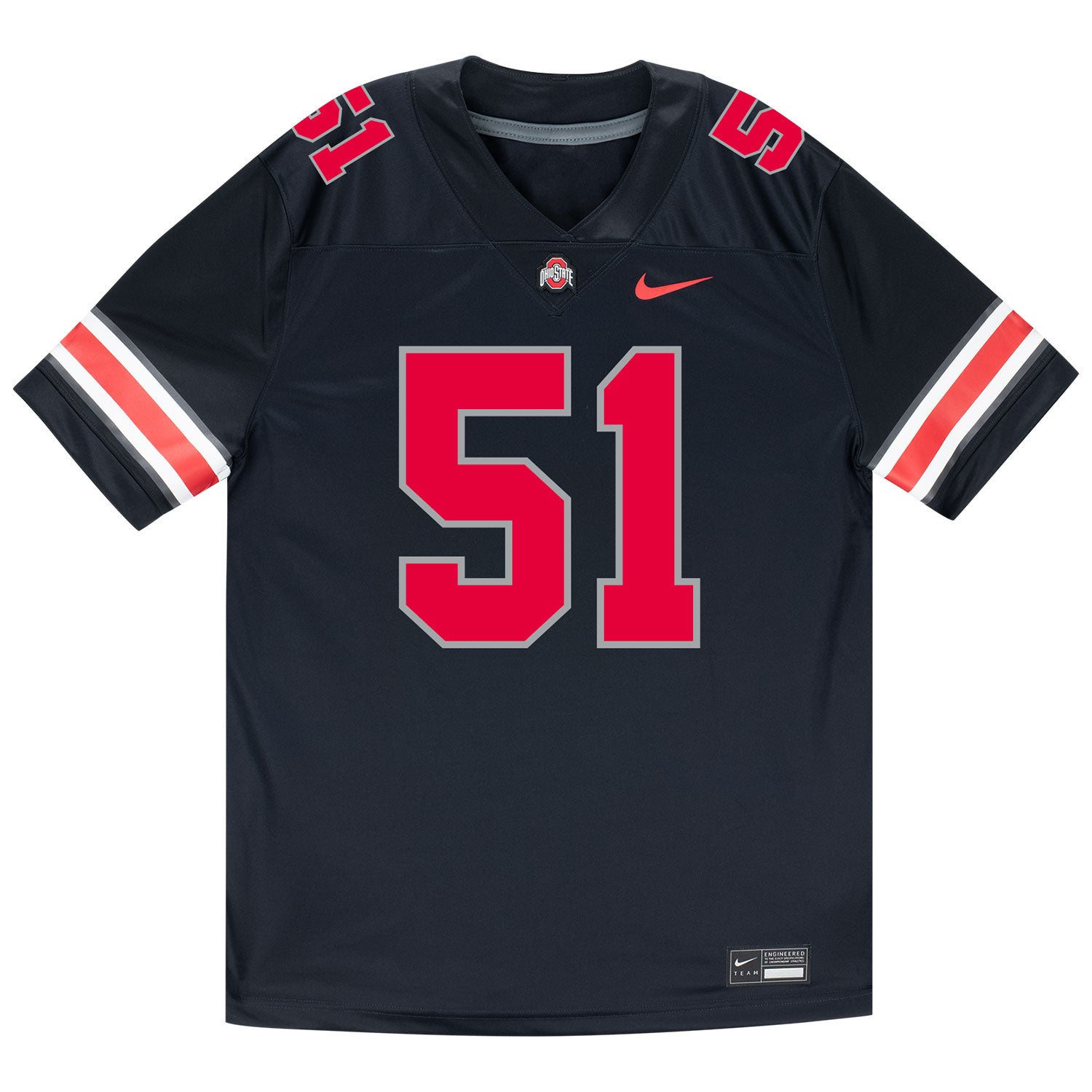 Ohio State Buckeyes Nike #51 Luke Montgomery Student Athlete Black Football Jersey - Front View