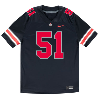 Ohio State Buckeyes Nike #51 Luke Montgomery Student Athlete Black Football Jersey - Front View