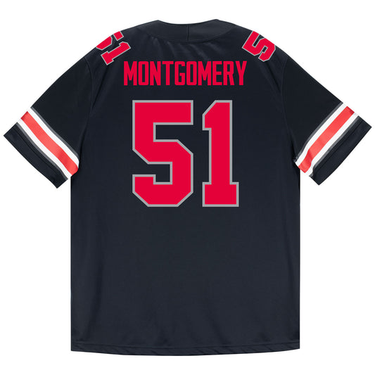 Ohio State Buckeyes Nike #51 Luke Montgomery Student Athlete Black Football Jersey - Back View