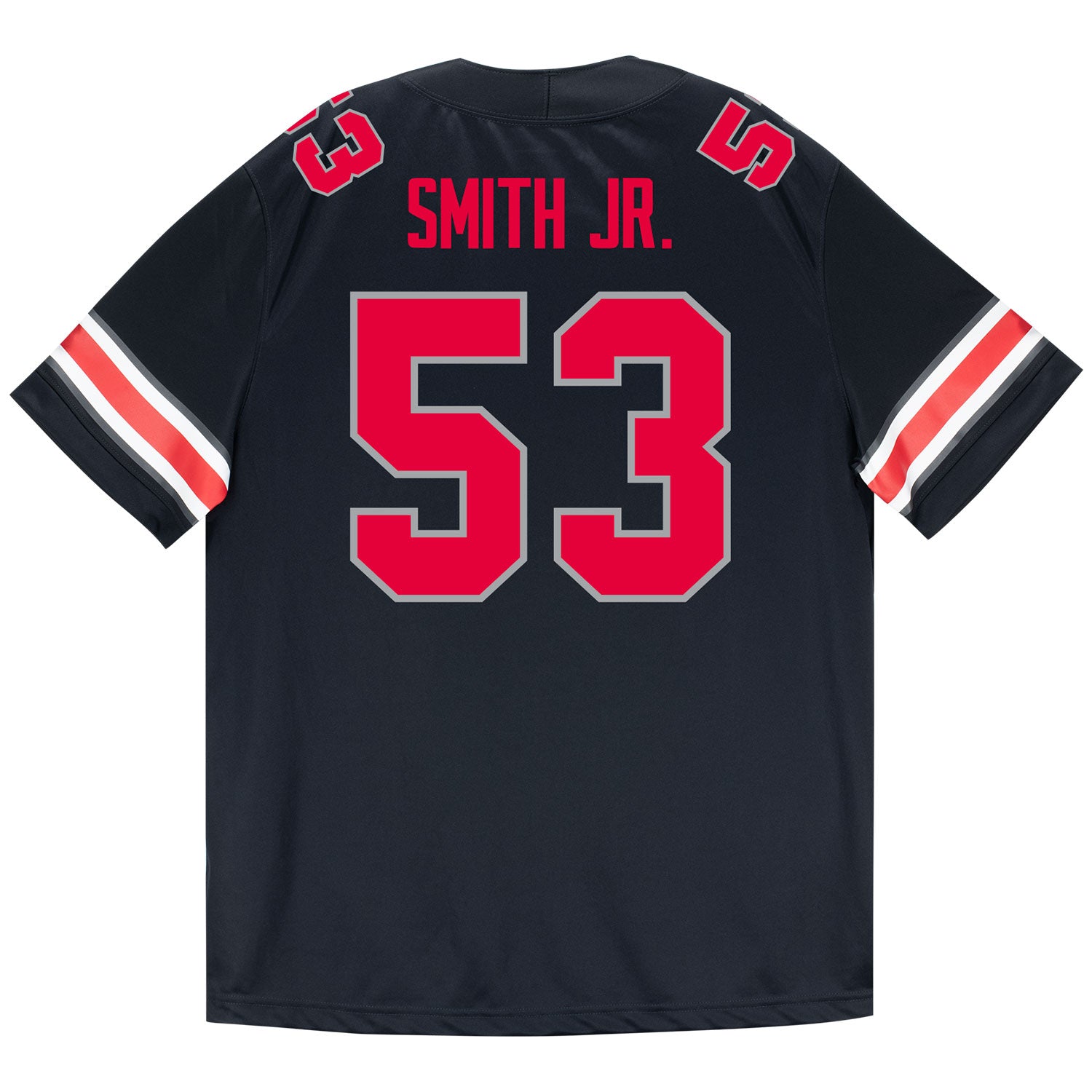 Ohio State Buckeyes Nike #53 Will Smith Jr. Student Athlete Black Football Jersey - Back View