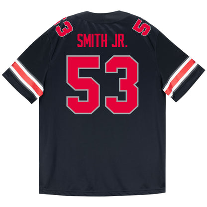 Ohio State Buckeyes Nike #53 Will Smith Jr. Student Athlete Black Football Jersey - Back View