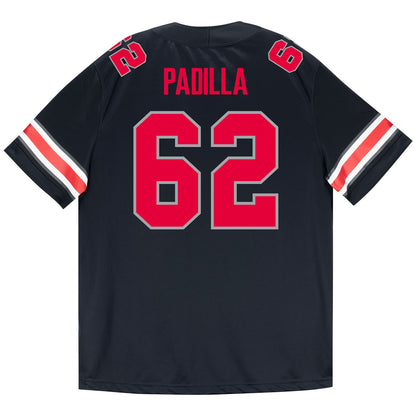 Ohio State Buckeyes Nike #62 Josh Padilla Student Athlete Black Football Jersey - Back View
