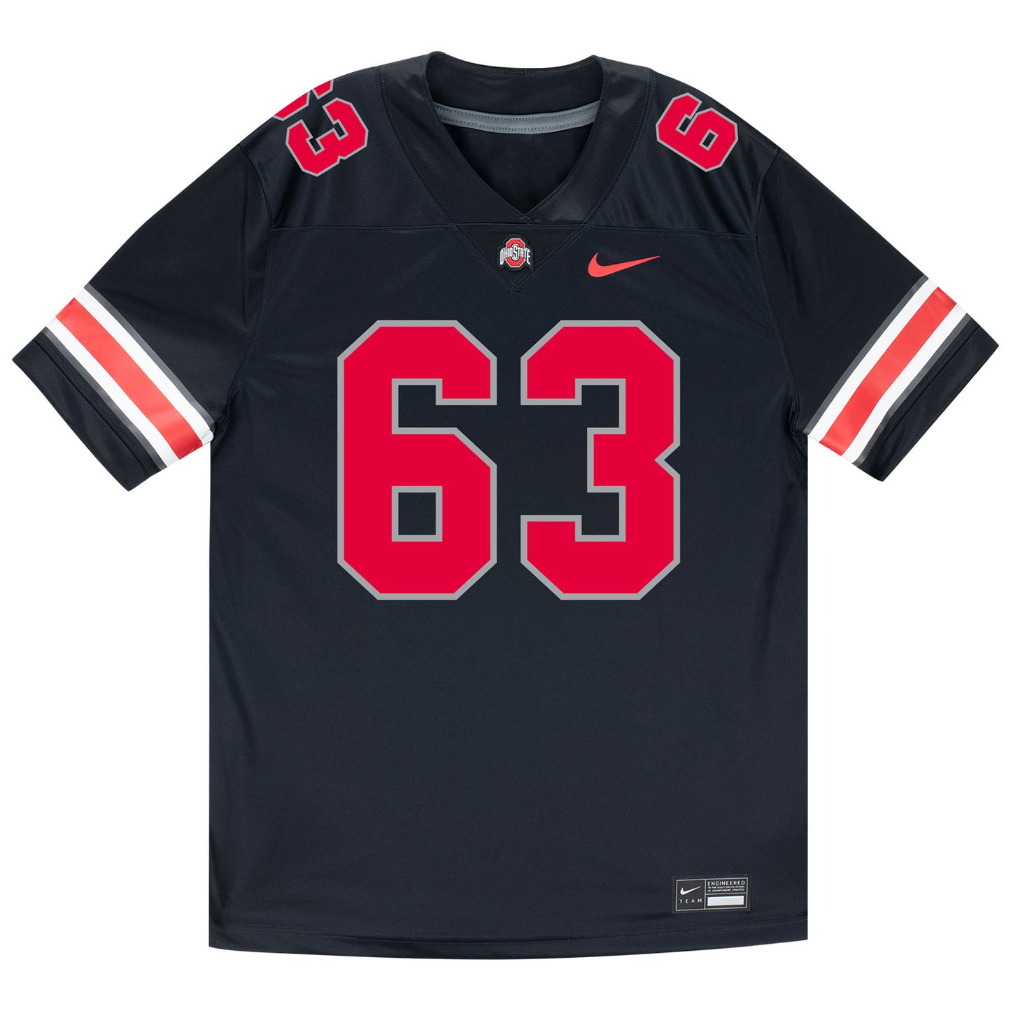 Ohio State Buckeyes Nike #63 Julian Goines-Jackson Student Athlete Black Football Jersey - Front View