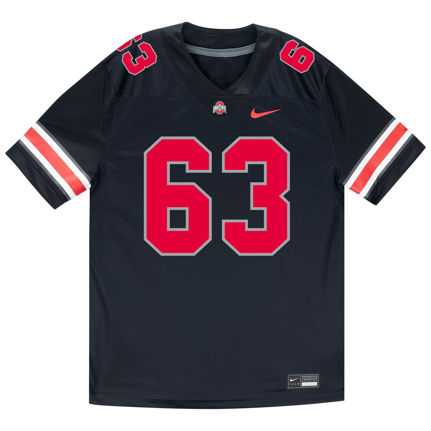 Ohio State Buckeyes Nike #63 Julian Goines-Jackson Student Athlete Black Football Jersey - Front View