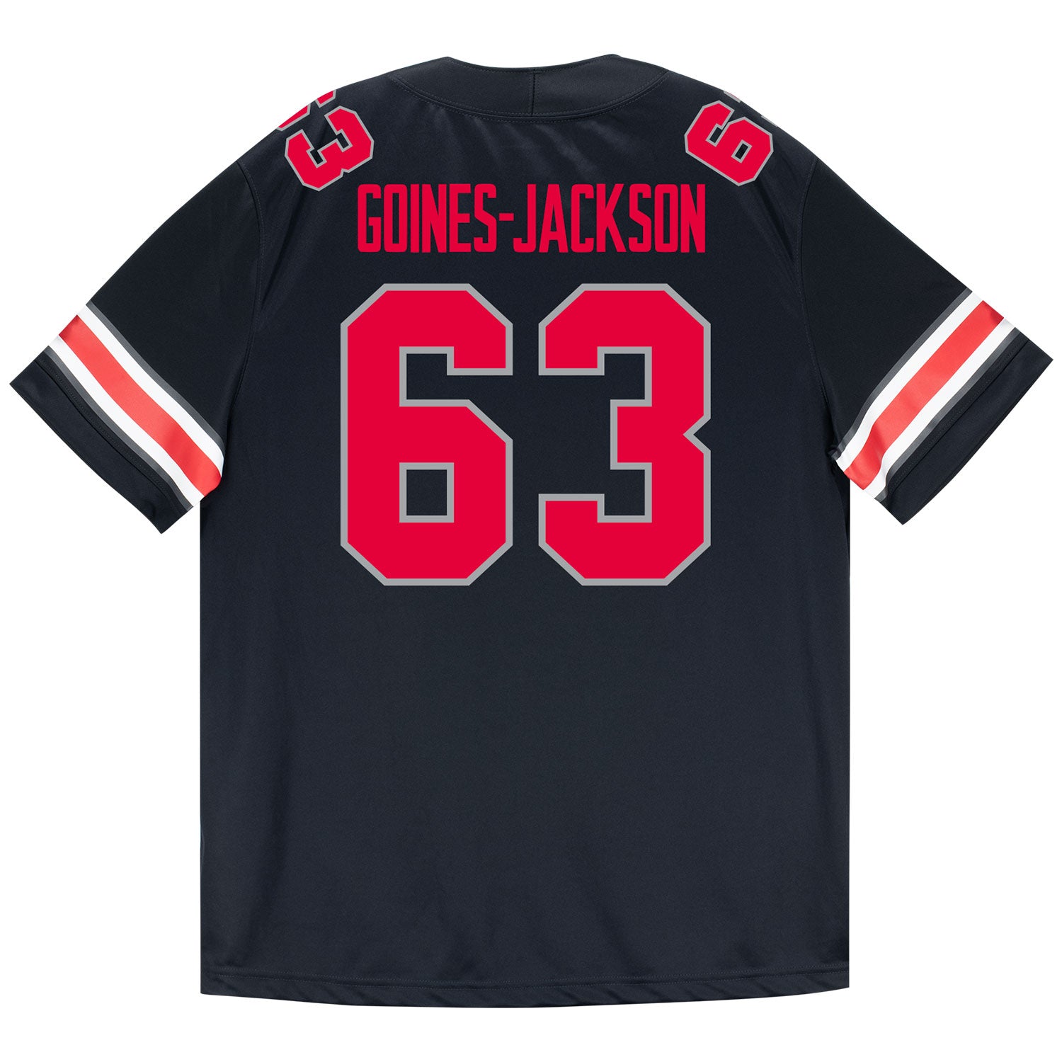 Ohio State Buckeyes Nike #63 Julian Goines-Jackson Student Athlete Black Football Jersey - Back View