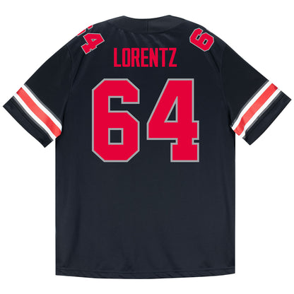 Ohio State Buckeyes Nike #64 Simon Lorentz Student Athlete Black Football Jersey - Back View