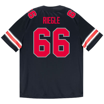 Ohio State Buckeyes Nike #66 Nate Riegle Student Athlete Black Football Jersey - Back View