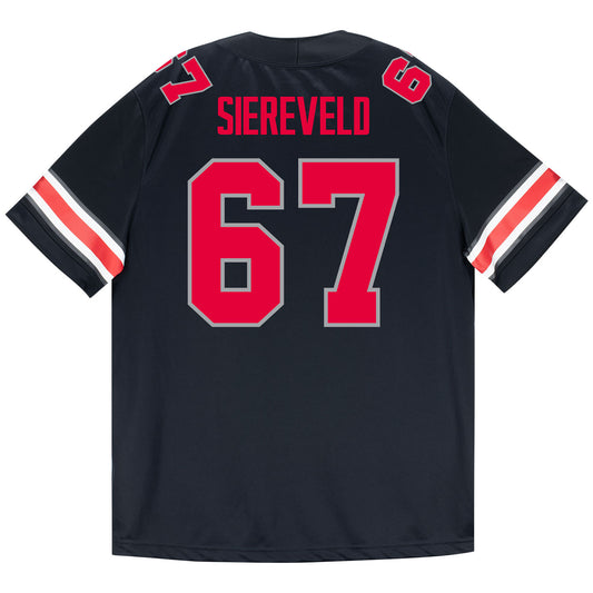 Ohio State Buckeyes Nike #67 Austin Siereveld Student Athlete Black Football Jersey - Back View