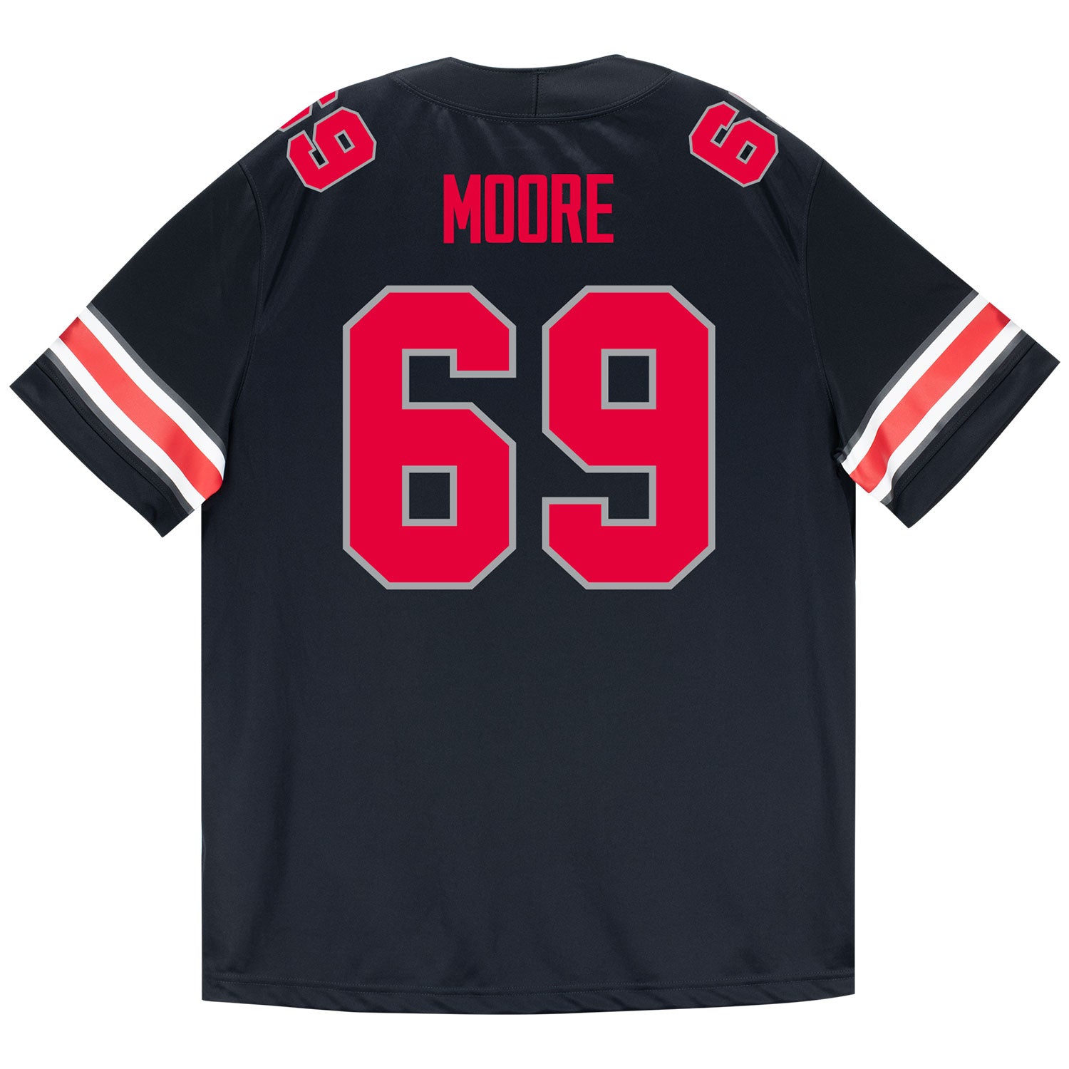 Ohio State Buckeyes Nike #69 Ian Moore Student Athlete Black Football Jersey - Back View