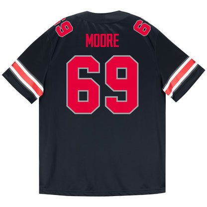 Ohio State Buckeyes Nike #69 Ian Moore Student Athlete Black Football Jersey - Back View