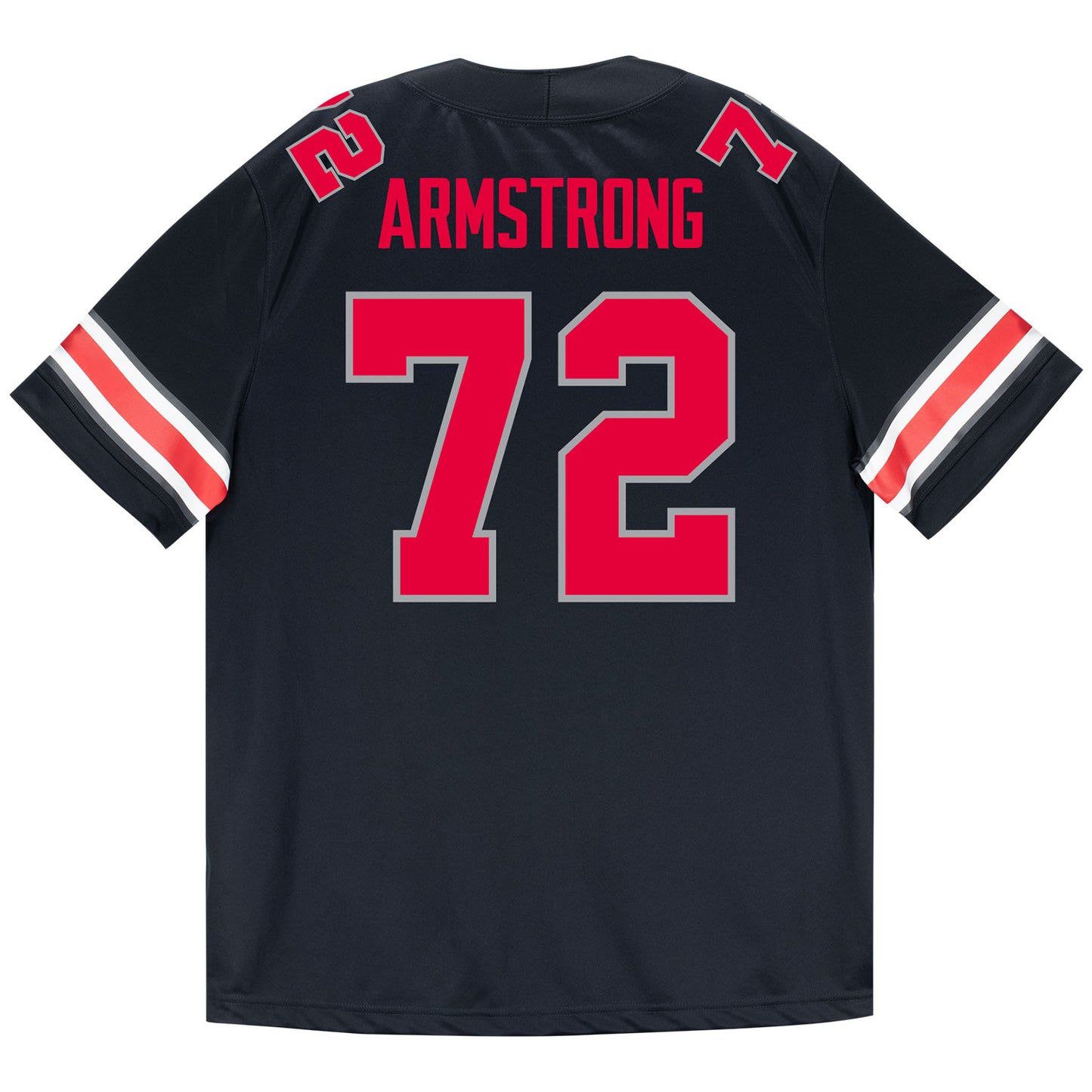 Ohio State Buckeyes Nike #72 Deontae Armstrong Student Athlete Black Football Jersey - Back View