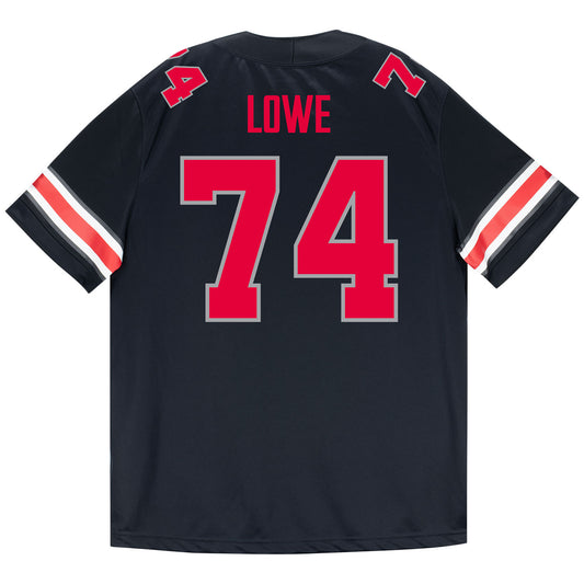 Ohio State Buckeyes Nike #74 Carter Lowe Student Athlete Black Football Jersey - Back View