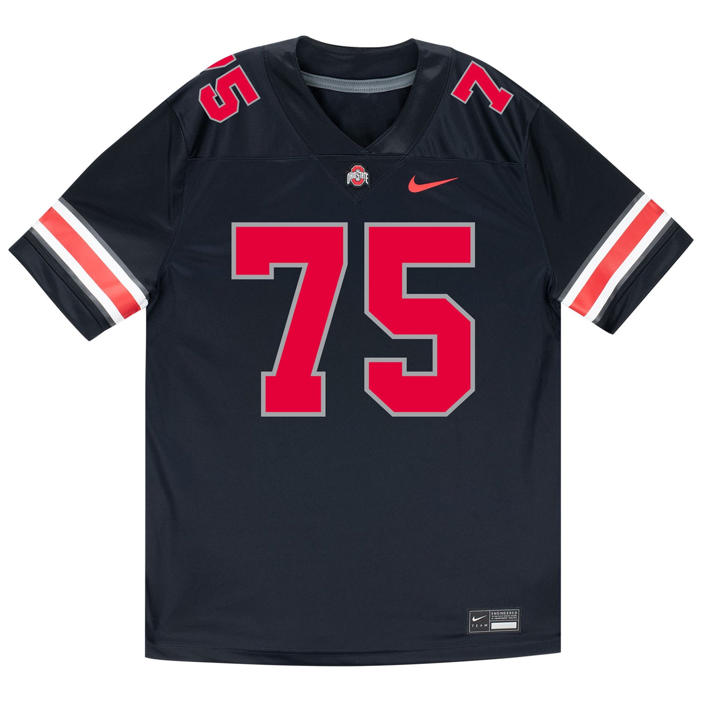 Ohio State Buckeyes Nike #75 Carson Hinzman Student Athlete Black Football Jersey - Front View