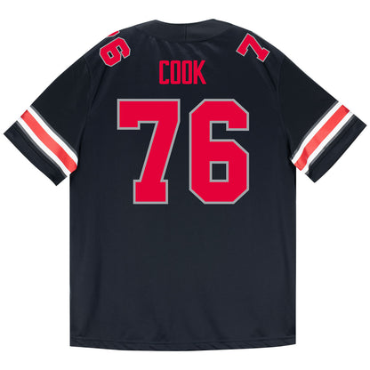 Ohio State Buckeyes Nike #76 Jake Cook Student Athlete Black Football Jersey - Back View