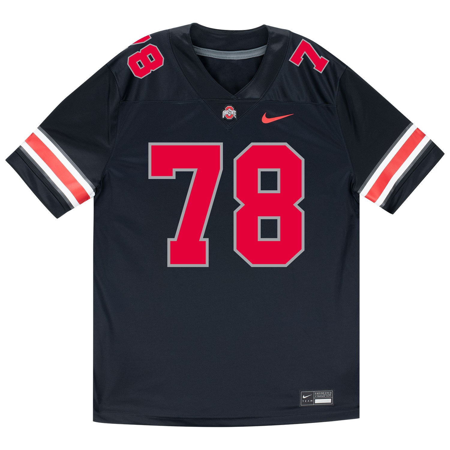 Ohio State Buckeyes Nike #78 Ethan Onianwa Student Athlete Black Football Jersey - Front View