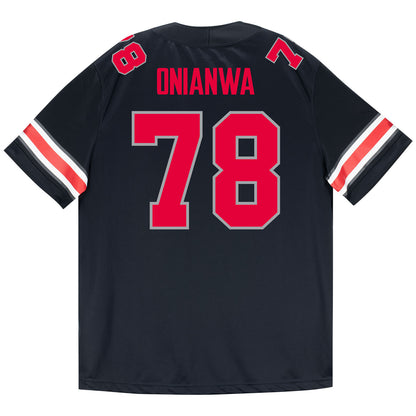 Ohio State Buckeyes Nike #78 Ethan Onianwa Student Athlete Black Football Jersey - Back View