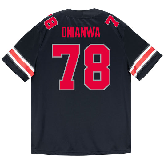 Ohio State Buckeyes Nike #78 Ethan Onianwa Student Athlete Black Football Jersey - Back View