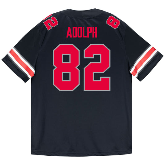 Ohio State Buckeyes Nike #82 David Adolph Student Athlete Black Football Jersey - Back View