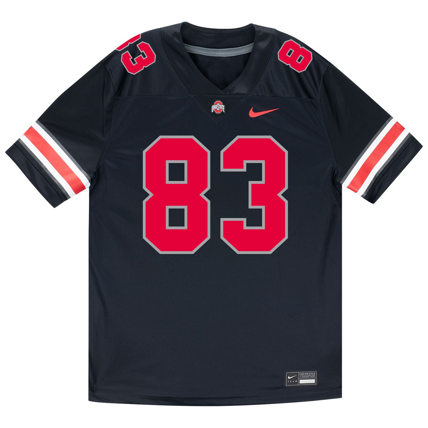 Ohio State Buckeyes Nike #83 Nate Roberts Student Athlete Black Football Jersey - Front View