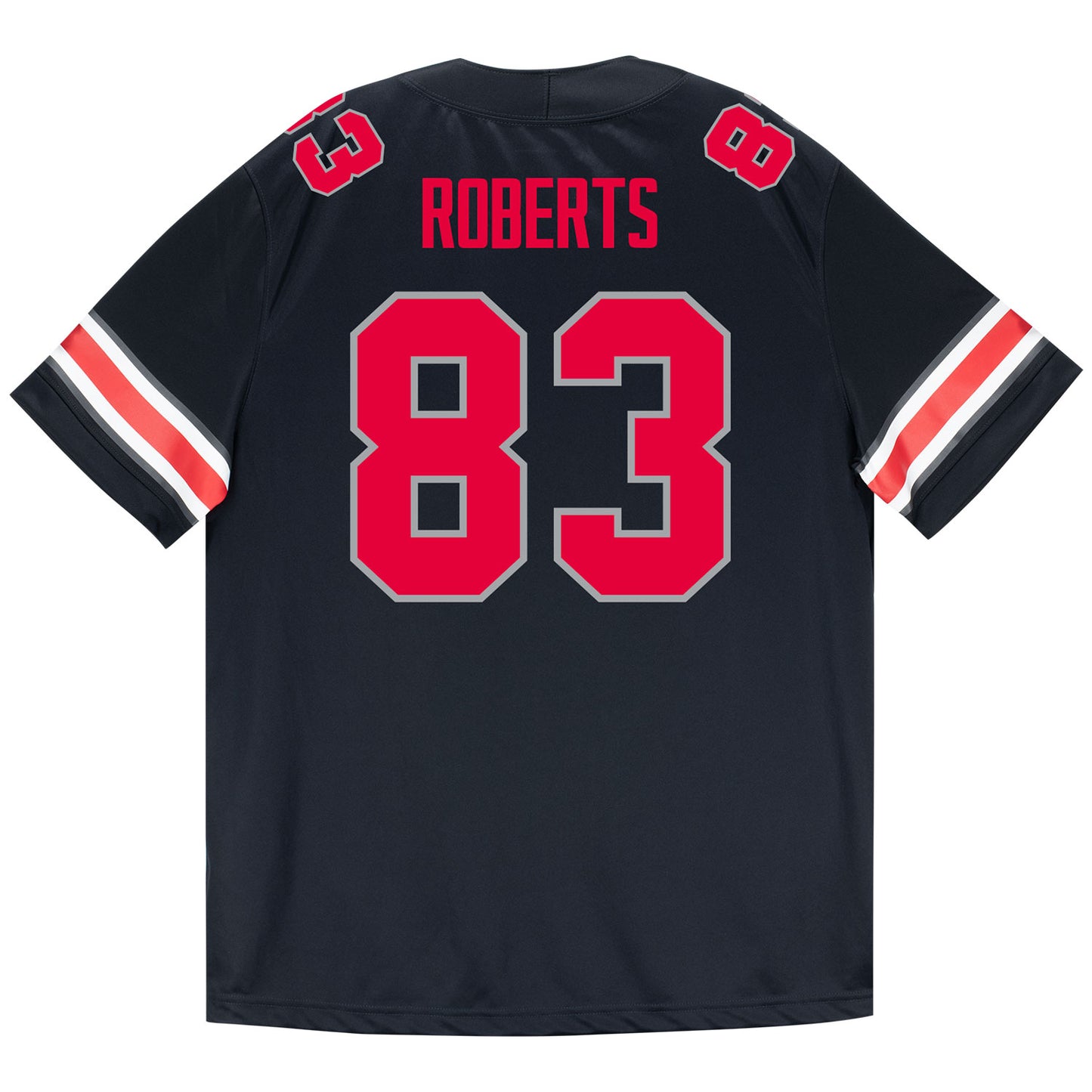 Ohio State Buckeyes Nike #83 Nate Roberts Student Athlete Black Football Jersey - Back View
