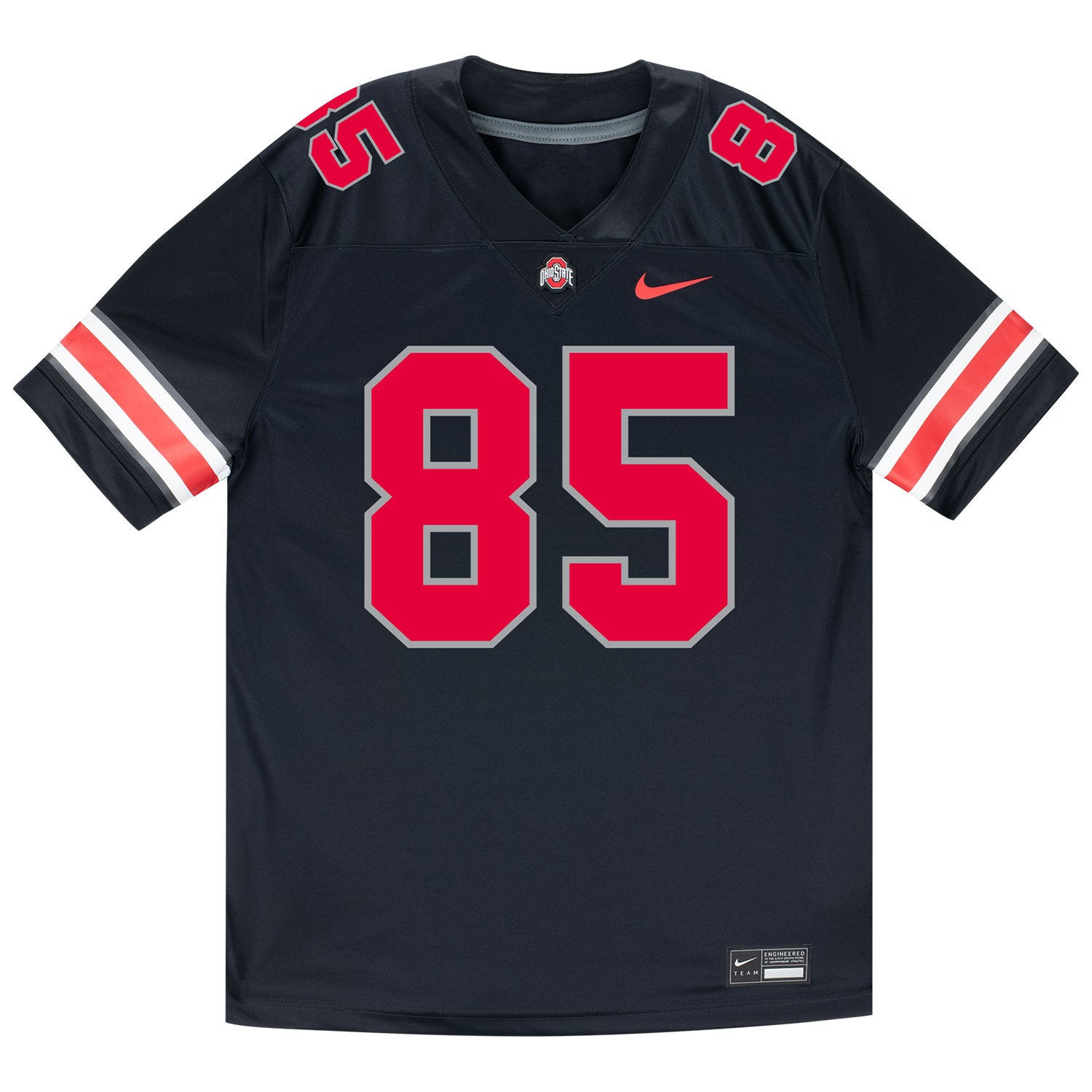 Ohio State Buckeyes Nike #85 Bennett Christian Student Athlete Black Football Jersey - Front View