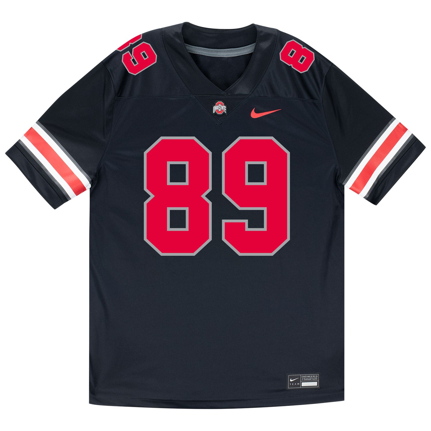 Ohio State Buckeyes Nike #89 Will Kacmarek Student Athlete Black Football Jersey - Back View