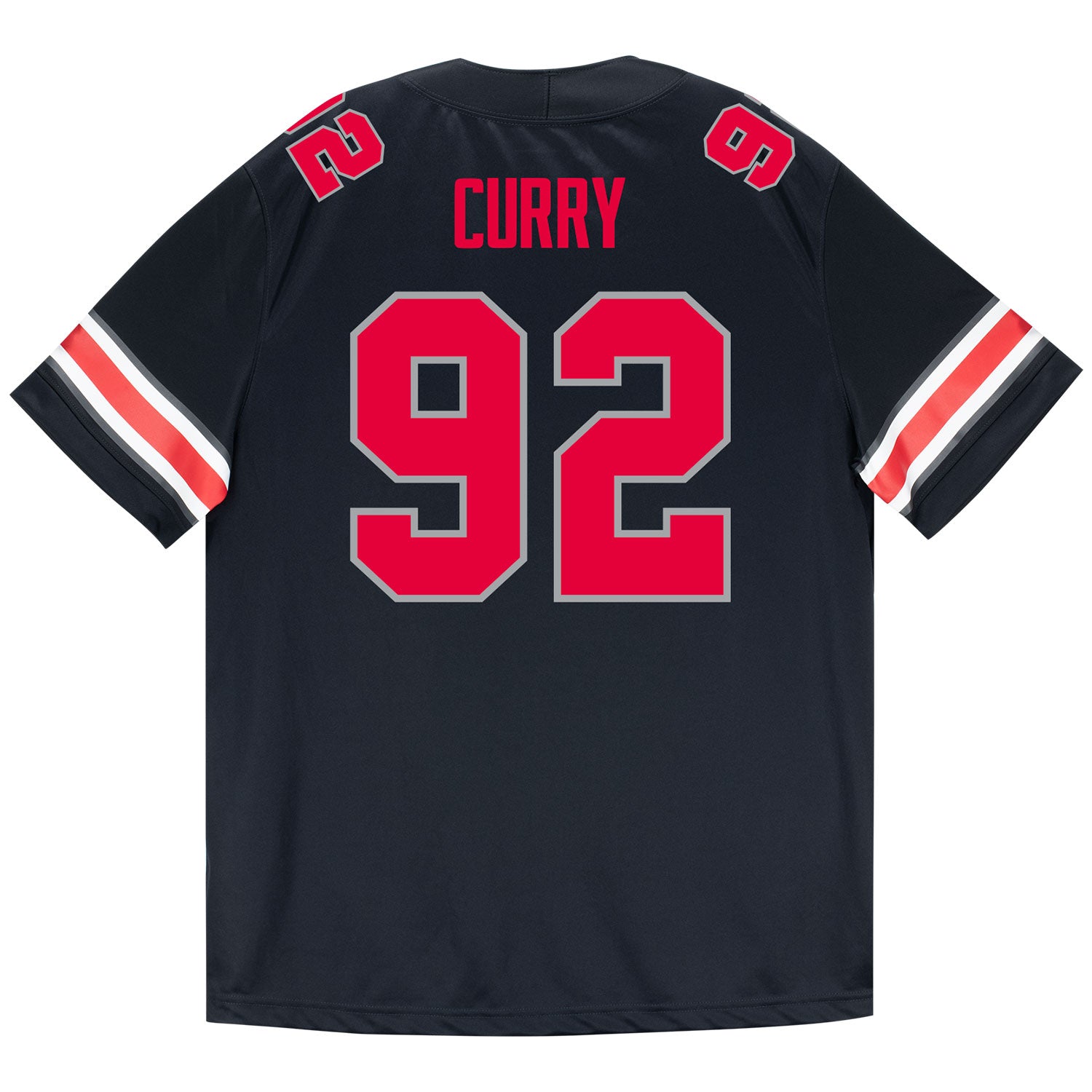 Ohio State Buckeyes Nike #92 Caden Curry Student Athlete Black Football Jersey - Back View
