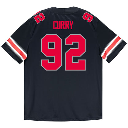 Ohio State Buckeyes Nike #92 Caden Curry Student Athlete Black Football Jersey - Back View