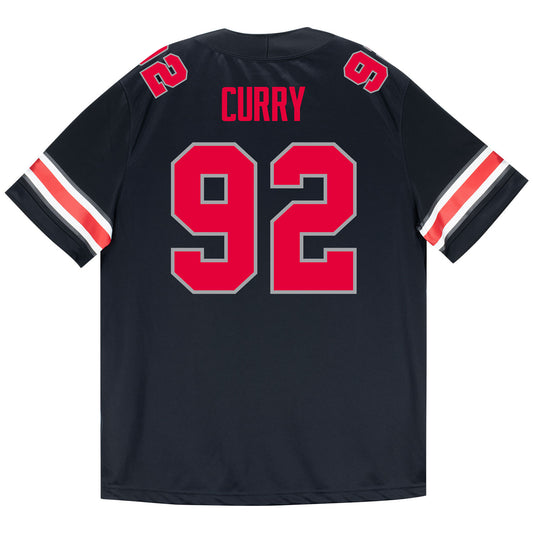 Ohio State Buckeyes Nike #92 Caden Curry Student Athlete Black Football Jersey - Back View