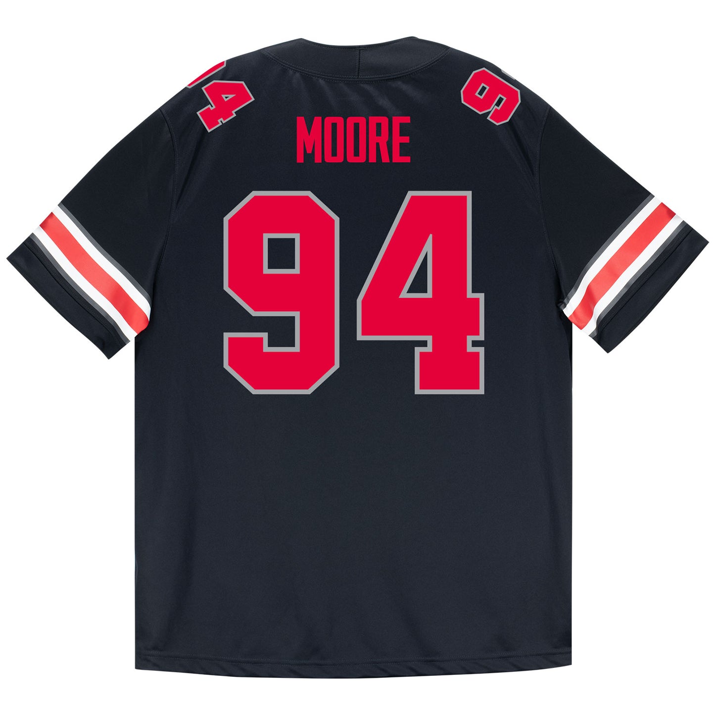 Ohio State Buckeyes Nike #94 Jason Moore Student Athlete Black Football Jersey - Back View