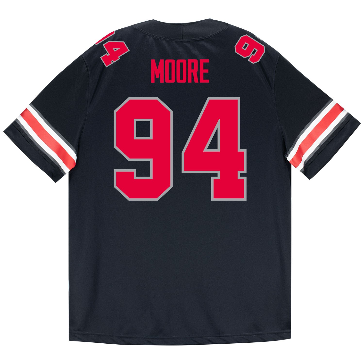 Ohio State Buckeyes Nike #94 Jason Moore Student Athlete Black Football Jersey - Back View